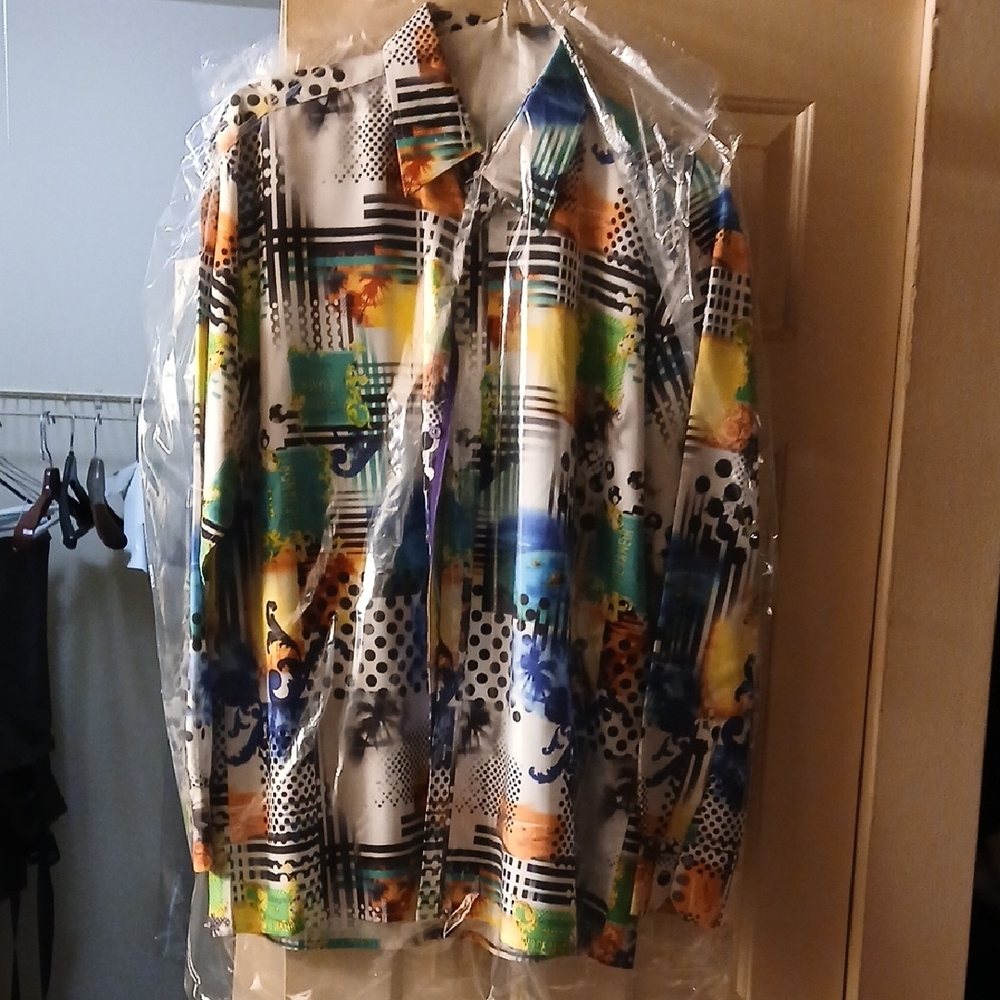 Vibrant Men's Abstract Shirt Jacket